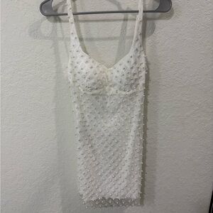 B Darlin White Dress with Pearl and Silver Accents